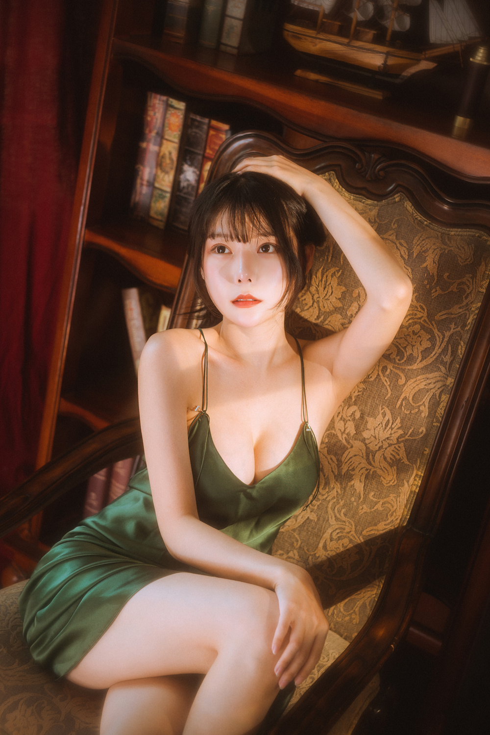 香草喵露露 – 杨枝甘露 绿色连衣裙